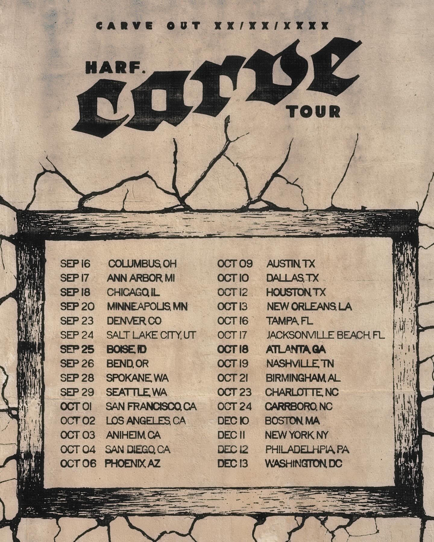 harf. Carve Tour Poster 2025